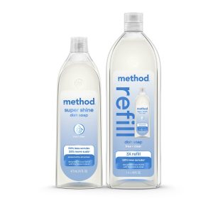 super shine liquid dish soap starter set - free + clear, 64 fl oz